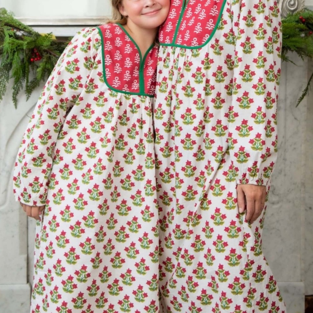 Printfresh Red and Green Floral Nightgown